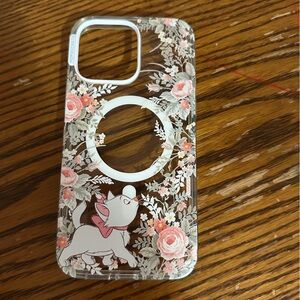 PopSocket Clear Floral Cat iPhone 14 Pro Max Case with Pink Roses